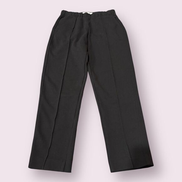 Everlane The Dream Pants Womens XS Black Stretch Seamed Front Wide Leg Pull-On - Picture 1 of 11